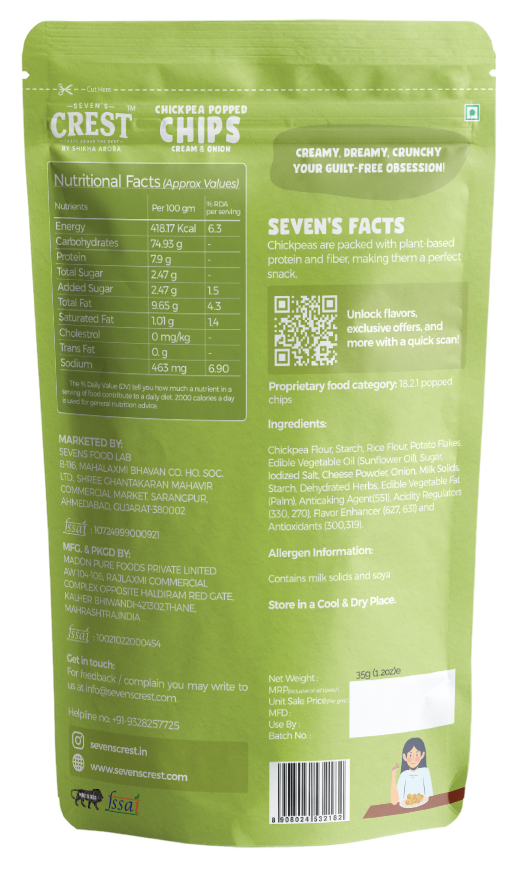 Chickpea Popped Chips- Cream & Onion