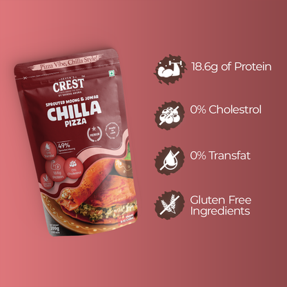 Seven's Crest Sprouted Moong & Jowar Chilla Pizza & Magic Masala, High in Protein, Gluten Free Ingredients, Pack of 2, (200g each)
